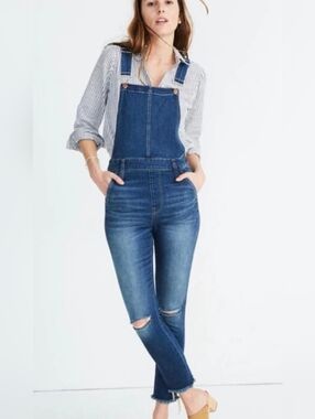 NWT Madewell Roadtripper Overall in Brodie Wash Destroyed Stretch Denim Jean XS